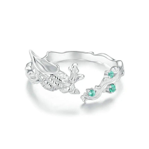 ˇFashion StreetˇConch Open Ring Inlaid Green CZ Ocean Series Adjustable Rings