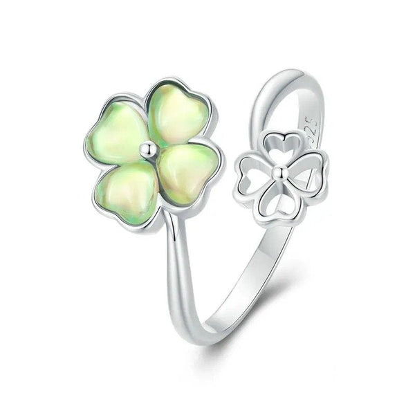 ˇFashion StreetˇWhite Gold Plated Lucky Four-Leaf Clover Ring