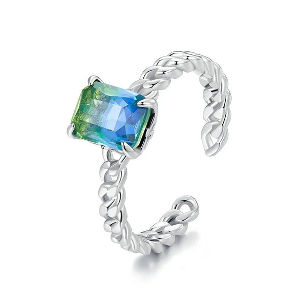 ˇFashion StreetˇBlue and Green Tourmaline Adjustable Ring